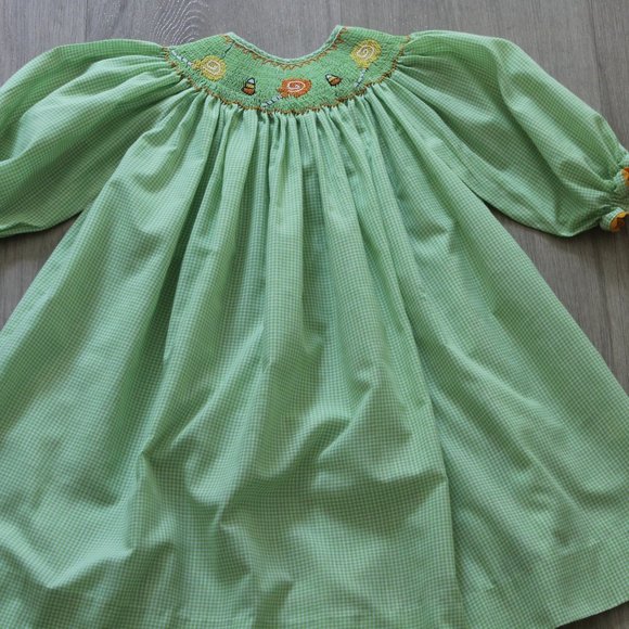 ROYAL CHILD Other - Girls Size 2T Royal Child Candy Corn Embroidery Theme Smocked Green Dress